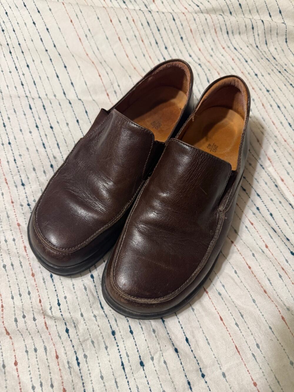 Footprints By Birkenstock VTG Size 40 Brown Leather Moc Toe Slip On Loafer Shoes